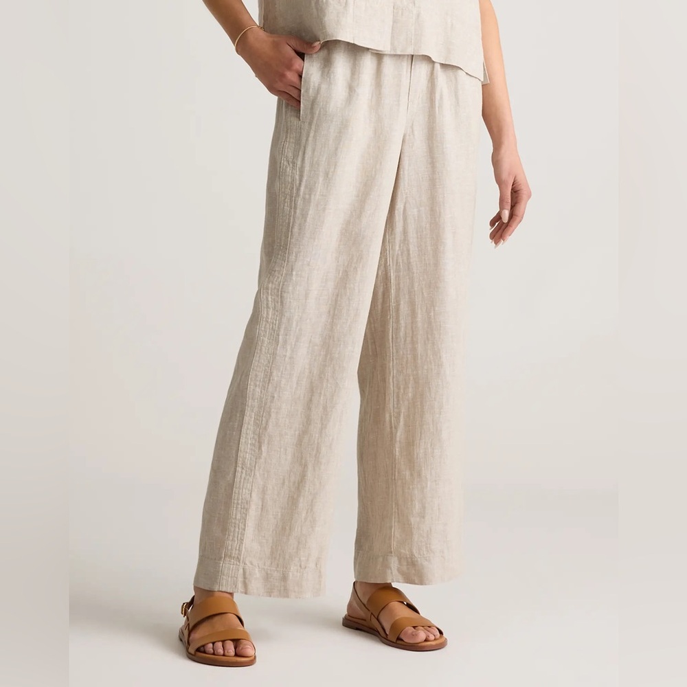 Quince Beige Wide Leg Pants